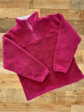 Vintage R&R Sports Sherpa Fleece Quarter Zip Pullover Red Made in Canada Fits L